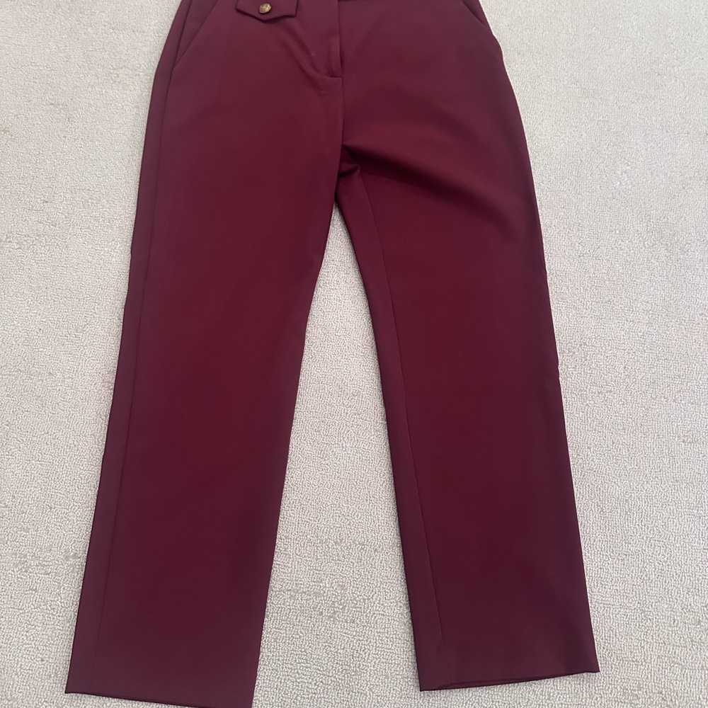 Veronica Beard Scuba Cropped Pants in Deep Burgundy